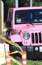 AMBER ROSE in Her Pink Jeep Driving Around in Los Angeles 02/01/2016