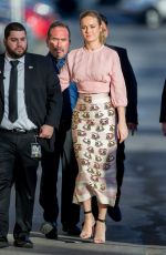 BRIE LARSON Arrives at Jimmy Kimmel Live in Hollywood 02/08/2016
