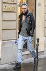 CARA DELEVINGNE Out and About in Paris 02/03/2016
