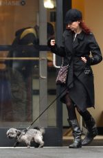 CARRIE PRESTON Out with Her Dog in New York 02/03/2016
