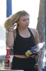 CHLLOE MORETZ in Tights Leaves Pilates Class in West Hollywood 02/13/2016