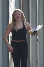 CHLLOE MORETZ in Tights Leaves Pilates Class in West Hollywood 02/13/2016
