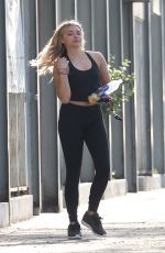 CHLLOE MORETZ in Tights Leaves Pilates Class in West Hollywood 02/13/2016