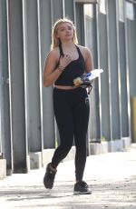 CHLLOE MORETZ in Tights Leaves Pilates Class in West Hollywood 02/13/2016