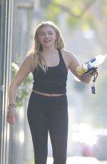 CHLLOE MORETZ in Tights Leaves Pilates Class in West Hollywood 02/13/2016