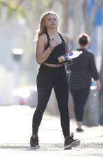 CHLLOE MORETZ in Tights Leaves Pilates Class in West Hollywood 02/13/2016