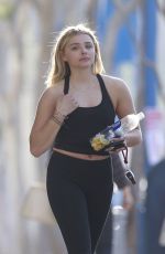 CHLLOE MORETZ in Tights Leaves Pilates Class in West Hollywood 02/13/2016