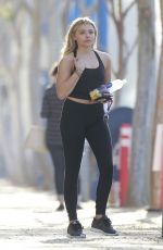 CHLLOE MORETZ in Tights Leaves Pilates Class in West Hollywood 02/13/2016