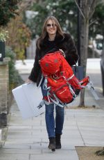 ELIZABETH HURLEY Arrives at Her Home in London 02/11/2016