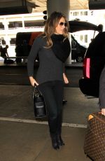 ELIZABETH HURLEY Arrives at LAX Airport in Los Angeles 02/22/2016