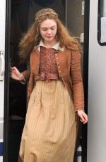 ELLE FANNING on the Set of 