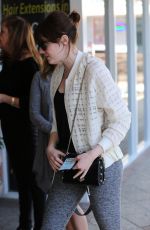 EMMA STONE in Leggings at Sushi Park in West Hollywood 02/25/2016