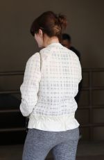 EMMA STONE in Leggings at Sushi Park in West Hollywood 02/25/2016