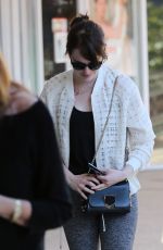 EMMA STONE in Leggings at Sushi Park in West Hollywood 02/25/2016