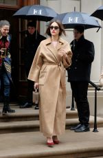 EMMY ROSSUM Leaves Carolina Herrera Fashion Show in New York 02/15/2016