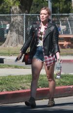 HILARY DUFF in Cutoffs Out in Los Angeles 02/20/2016