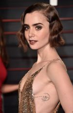 LILY COLLINS at Vanity Fair Oscar 2016 Party in Beverly Hills 02/28/2016