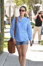 JORDANA BREWSTER in denimShorts Shopping in Beverly Hills 02/24/2016
