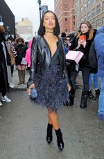 KARREUCHE TRAN Arrives at Jerremy Scott Fashion Show at New York Fashion Week 02/15/2016