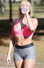 KATE ENGLAND Working Out at a Park in Miami 02/24/2016
