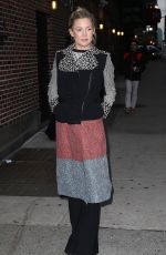 KATE HUDSON Arrives at Late Show With Stephen Colbert in New York 02/17/2016