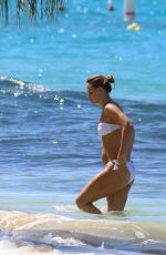 KIMBERLEY WALSH in White Bikini at a Beach in Barbados 02/04/2016