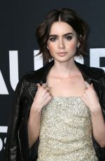 LILY COLLINS at Saint Laurent Fashion Show in Los Angeles 02/10/2016