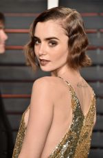 LILY COLLINS at Vanity Fair Oscar 2016 Party in Beverly Hills 02/28/2016