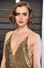 LILY COLLINS at Vanity Fair Oscar 2016 Party in Beverly Hills 02/28/2016