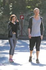LILY COLLINS in Leggings Out in Fryman Canyon Park in Los Angeles 02/03/2016