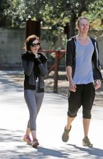LILY COLLINS in Leggings Out in Fryman Canyon Park in Los Angeles 02/03/2016