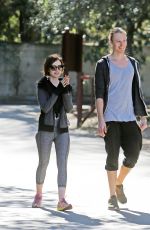 LILY COLLINS in Leggings Out in Fryman Canyon Park in Los Angeles 02/03/2016