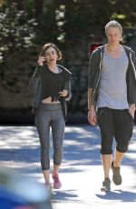 LILY COLLINS in Leggings Out in Fryman Canyon Park in Los Angeles 02/03/2016