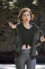 LILY COLLINS in Leggings Out in Fryman Canyon Park in Los Angeles 02/03/2016