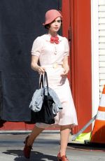 LILY COLLINS on the Set of 