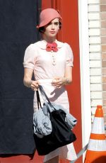 LILY COLLINS on the Set of 