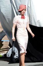 LILY COLLINS on the Set of 