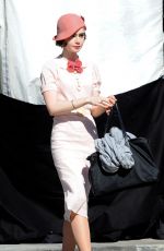 LILY COLLINS on the Set of 
