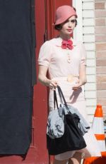 LILY COLLINS on the Set of 