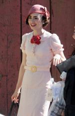 LILY COLLINS on the Set of 