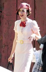 LILY COLLINS on the Set of 