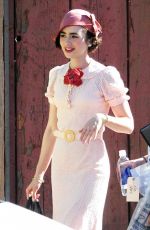 LILY COLLINS on the Set of 