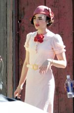 LILY COLLINS on the Set of 