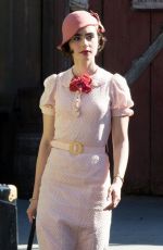 LILY COLLINS on the Set of 