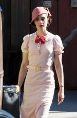 LILY COLLINS on the Set of 