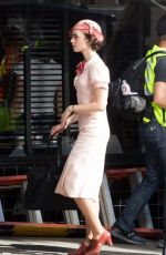 LILY COLLINS on the Set of 