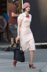LILY COLLINS on the Set of 