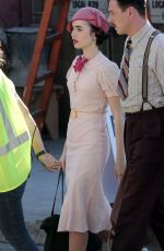 LILY COLLINS on the Set of 