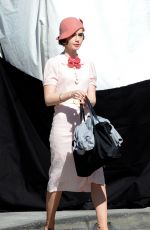 LILY COLLINS on the Set of 