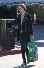 LILY COLLINS Shopping at Pavilions Supermarket in Los Angeles 02/04/2016